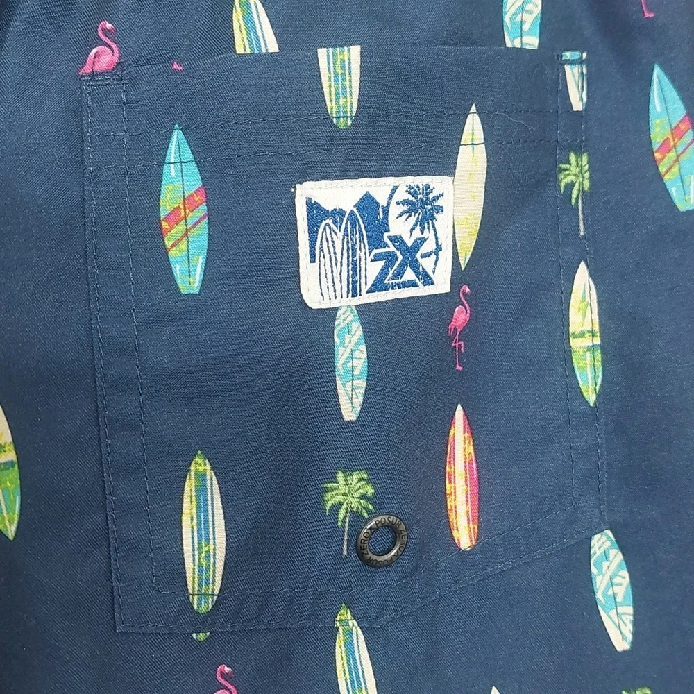 Zeroxposur Boys Size Large 14/16 Swim Trunks Shorts Navy Blue Surf Boards